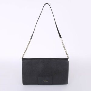 Furla Black Leather Zizi Chain Clutch